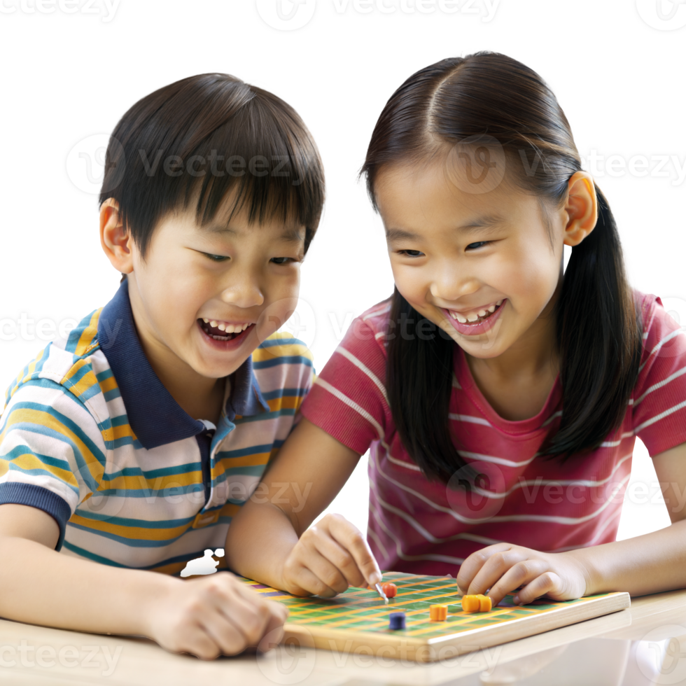 dois crianças jogando uma borda jogos com alegre expressões png