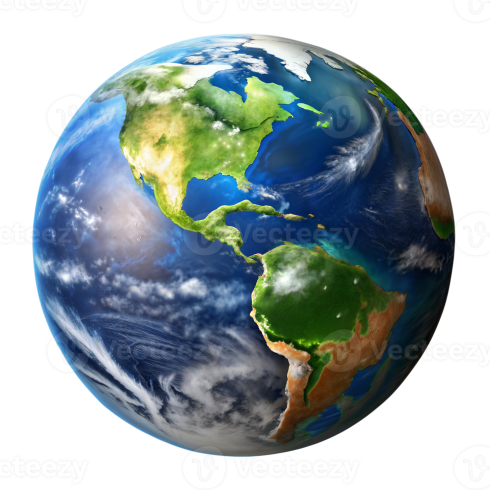 höchst detailliert Erde mit beschwingt Wolken und Landschaften png