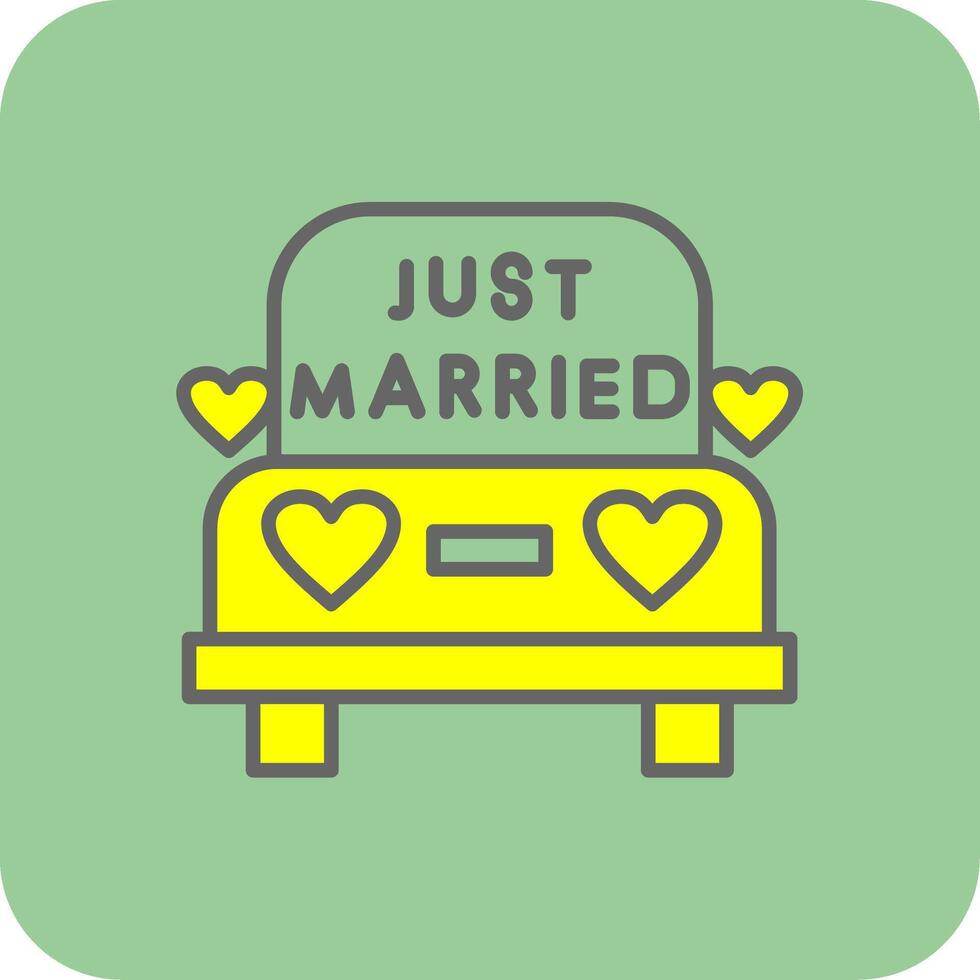 Wedding Car Filled Yellow Icon vector