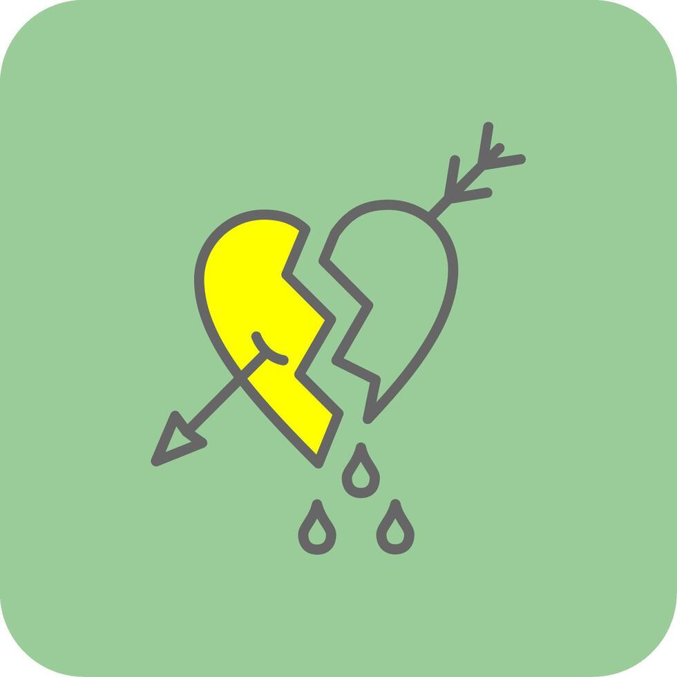 Broken Heart Filled Yellow Icon vector