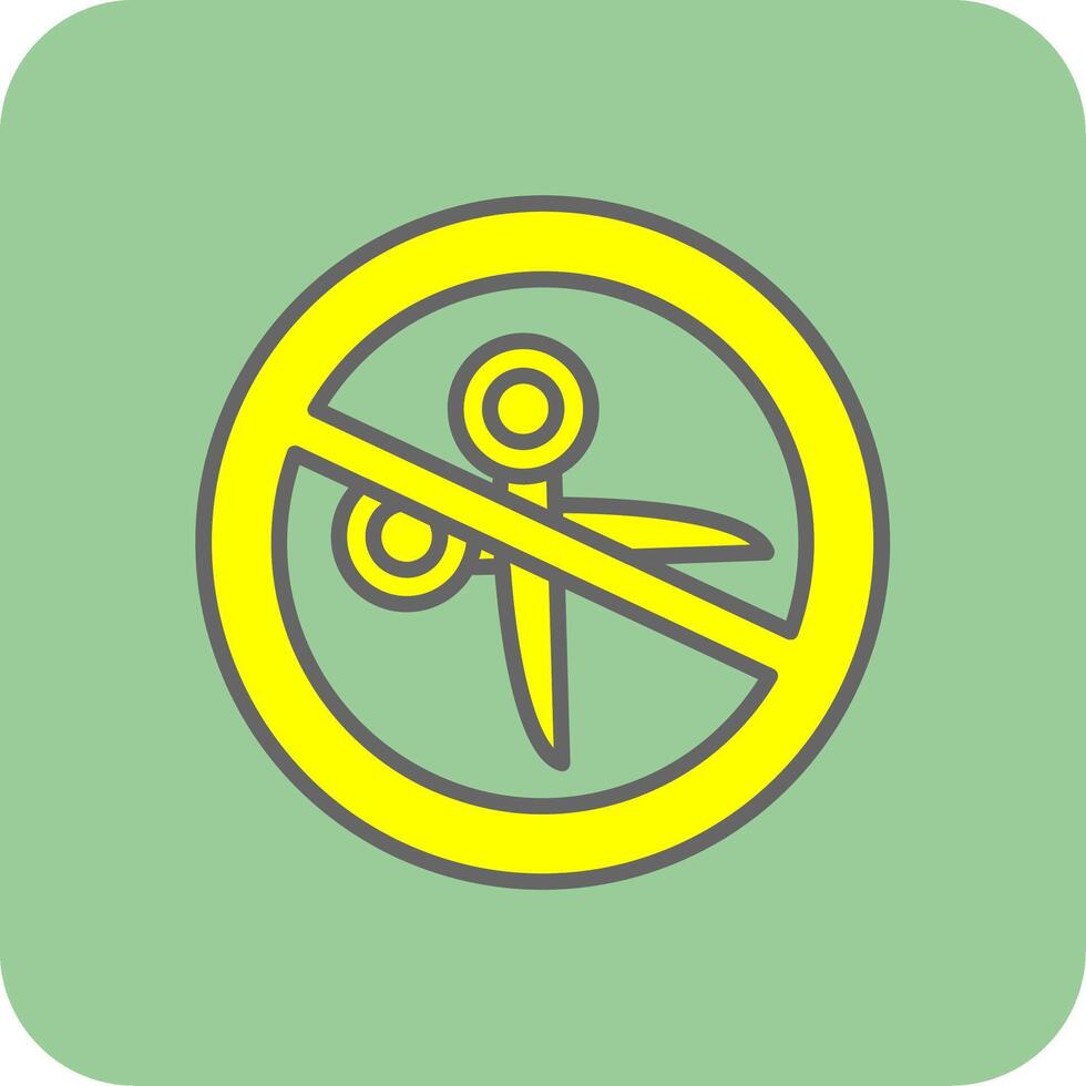 No Scissors Filled Yellow Icon vector