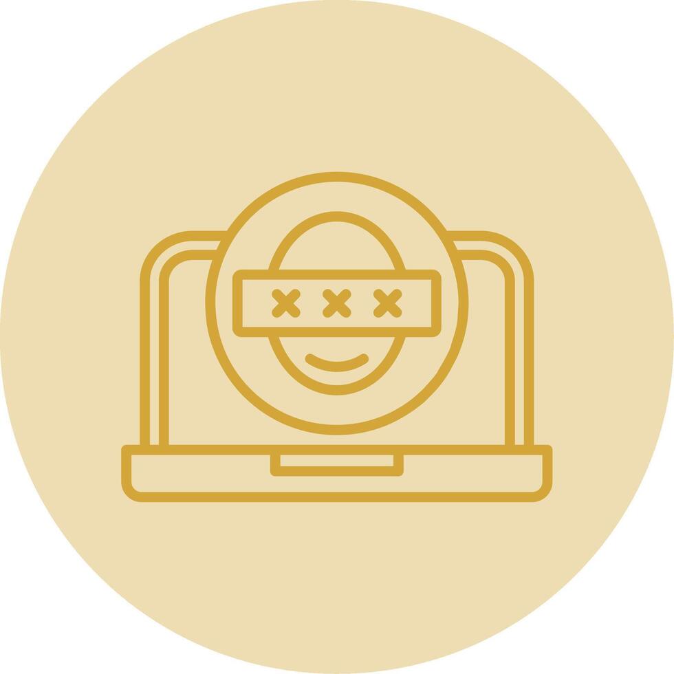 Security Laptop Faceprint Line Yellow Circle Icon vector