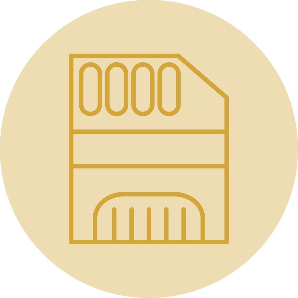 Memory Card Line Yellow Circle Icon vector