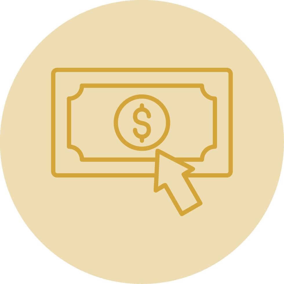 Pay Per Click Line Yellow Circle Icon vector