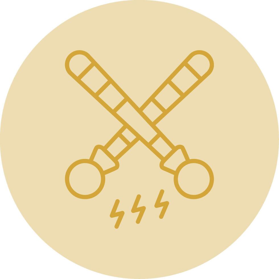 Drumsticks Line Yellow Circle Icon vector
