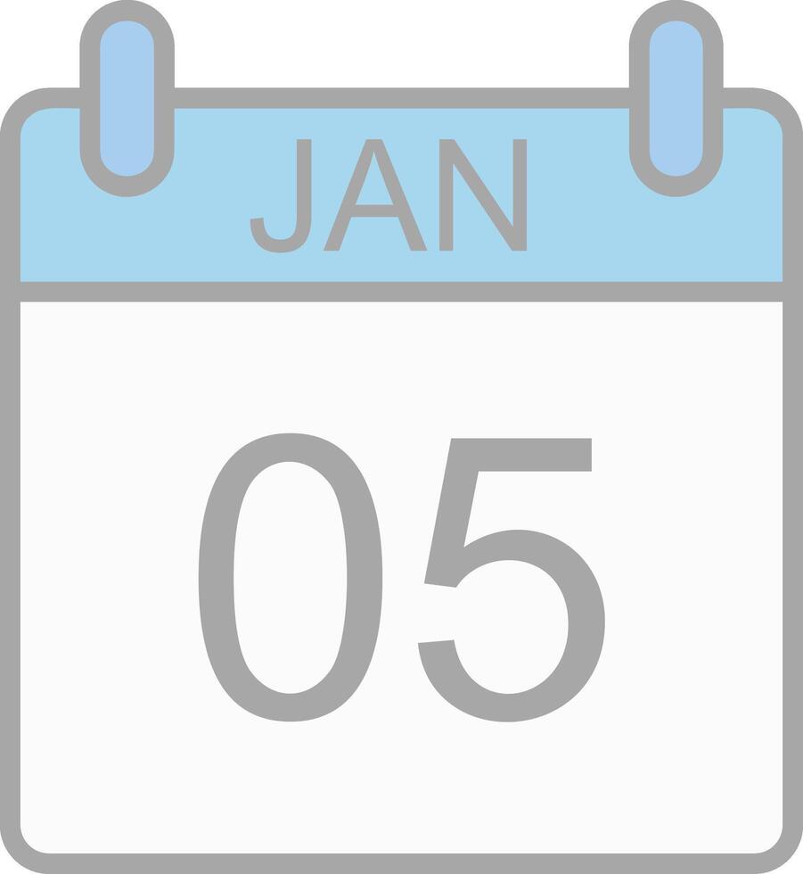 January Line Filled Light Icon vector