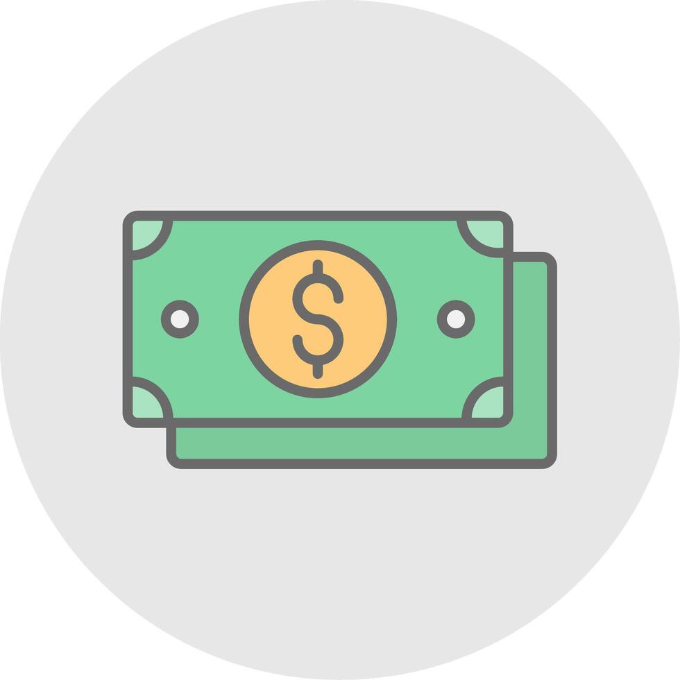 Dollar Bill Line Filled Light Icon vector