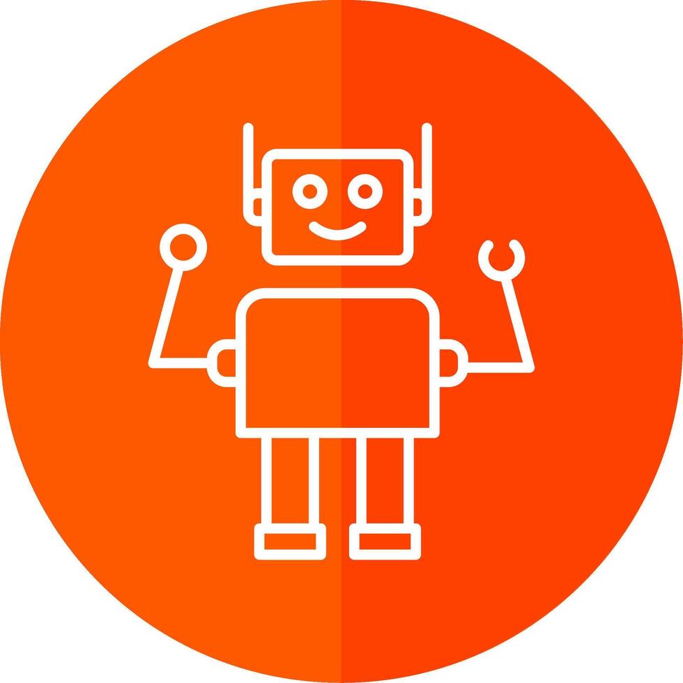 Robot Line Red Circle Icon vector