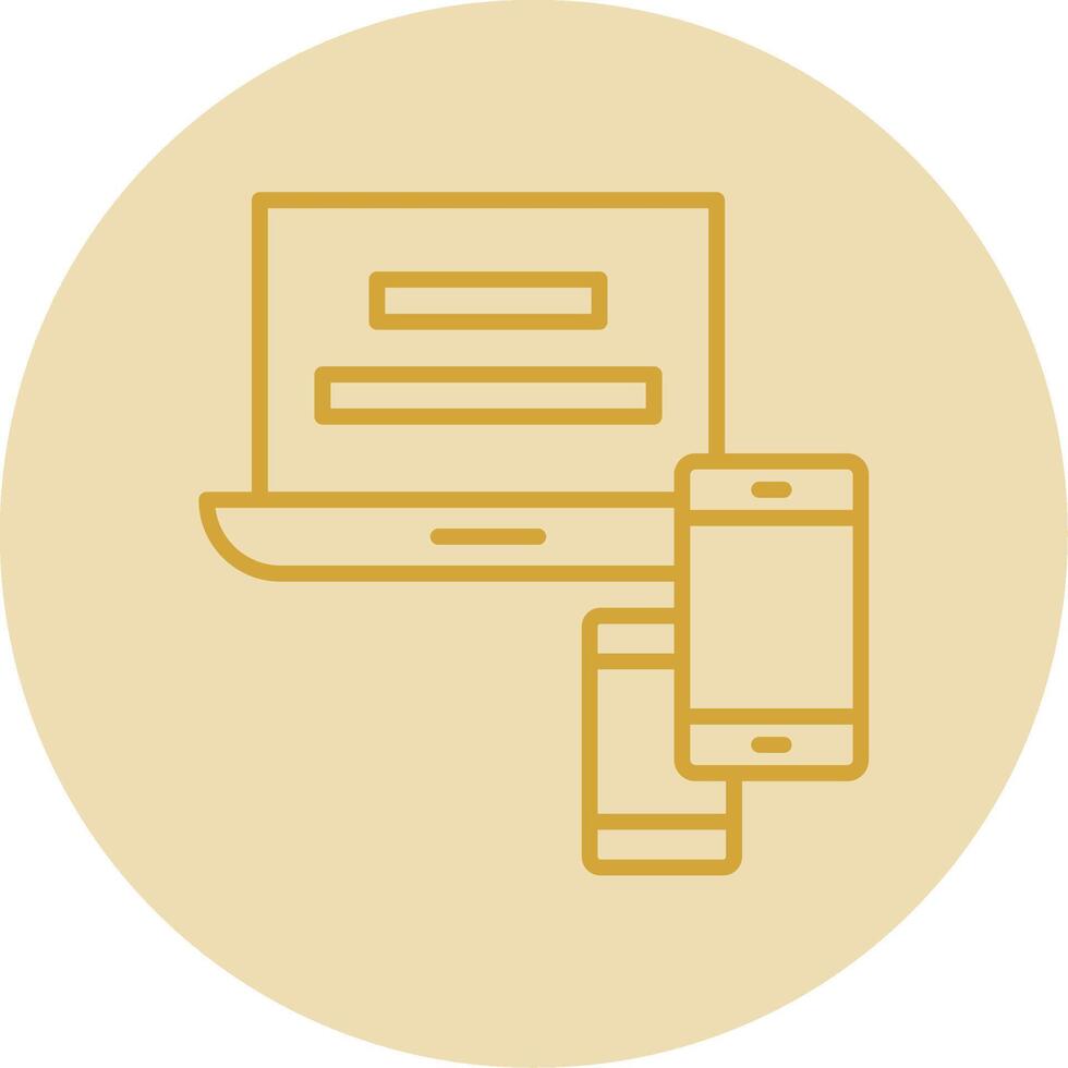 Responsive Website Line Yellow Circle Icon vector