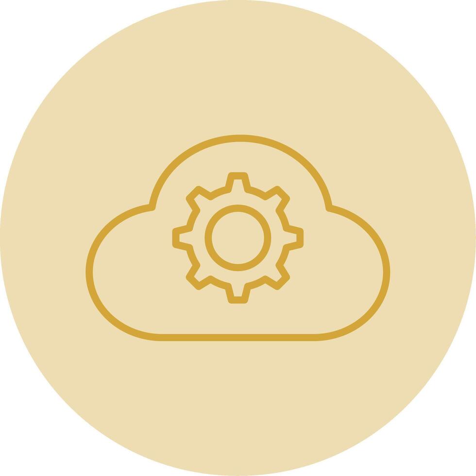 Cloud Settings Line Yellow Circle Icon vector
