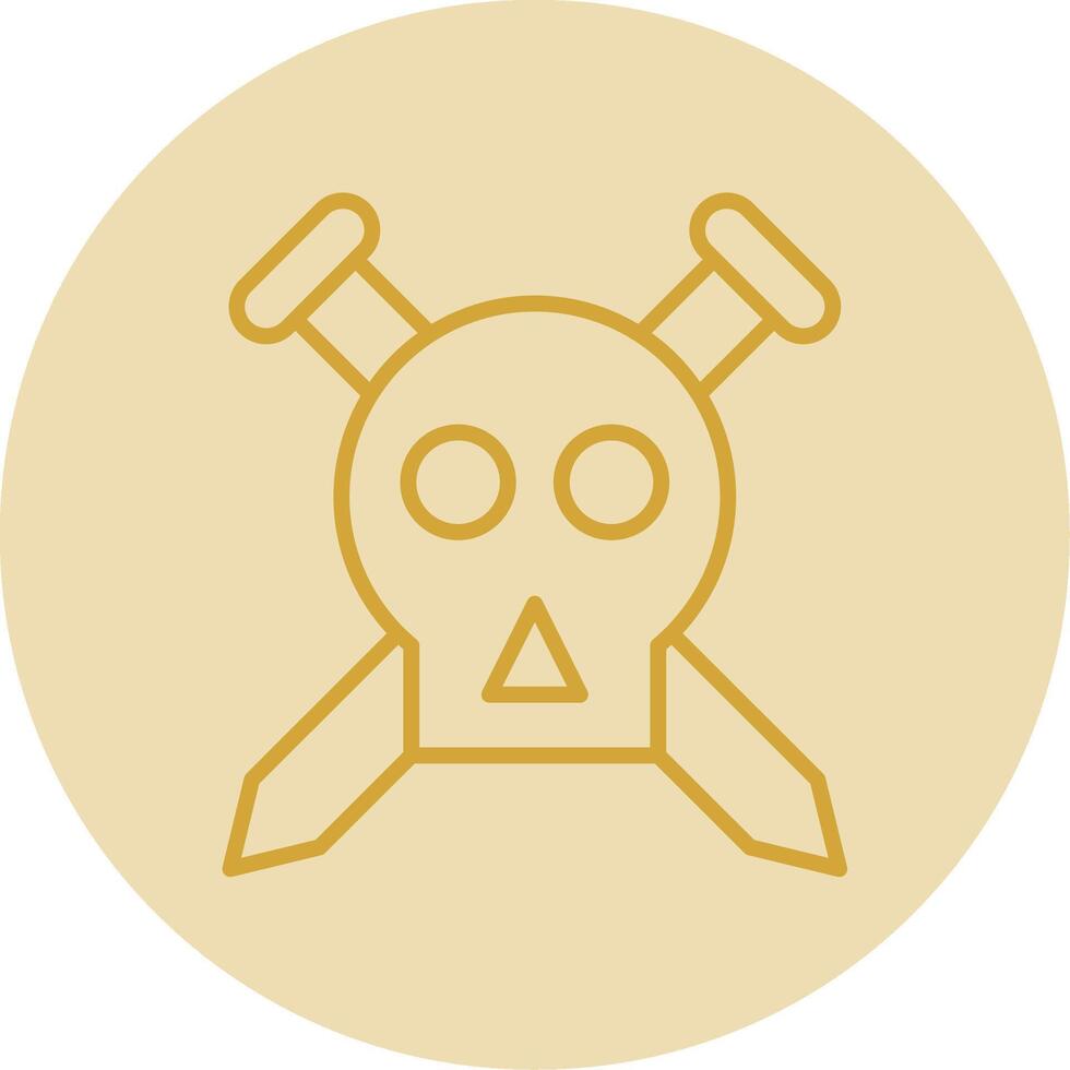 Skull Line Yellow Circle Icon vector