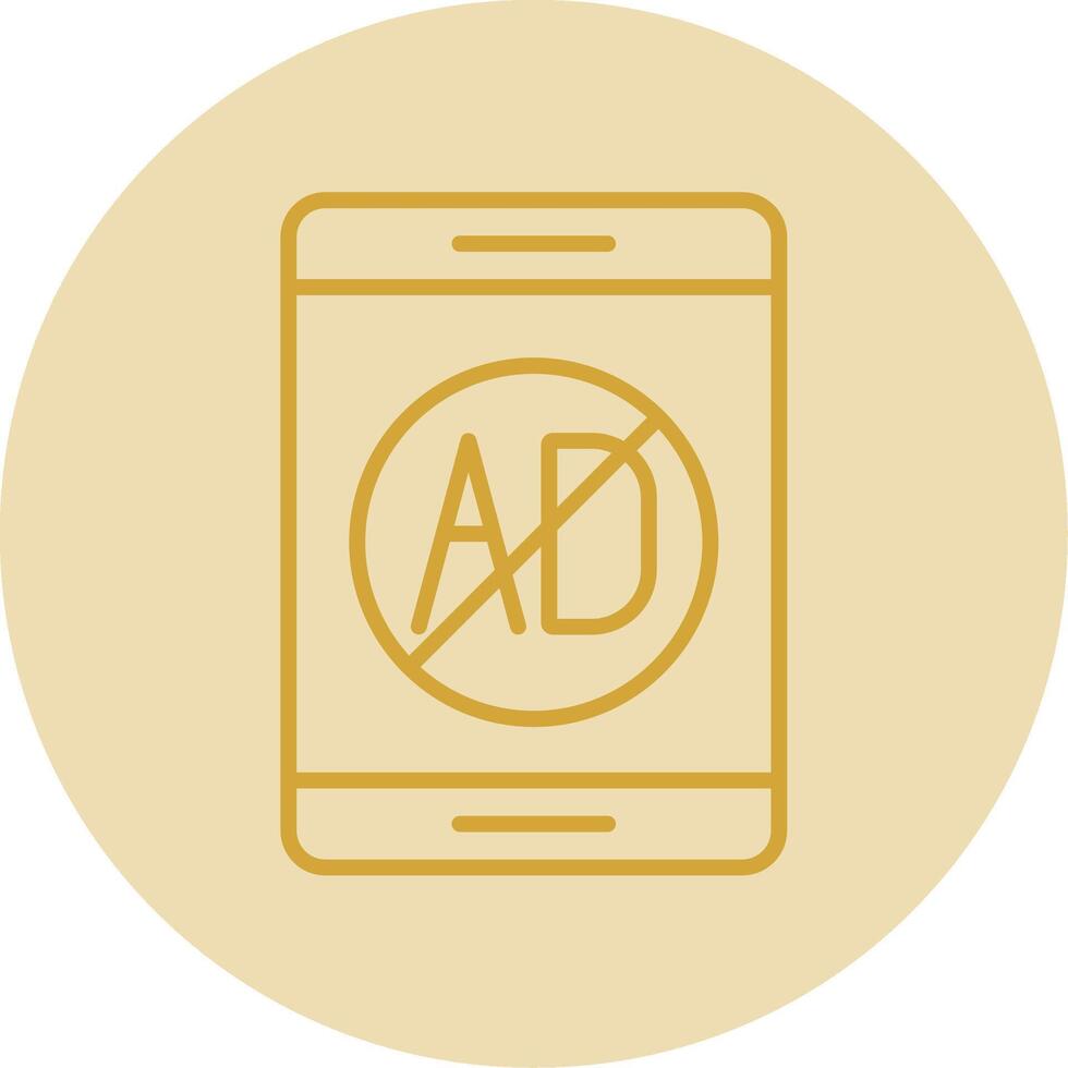 Ad Blocker Line Yellow Circle Icon vector
