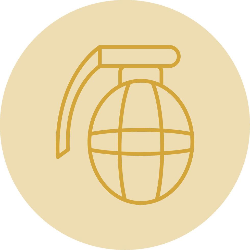 Grenade Line Yellow Circle Icon vector