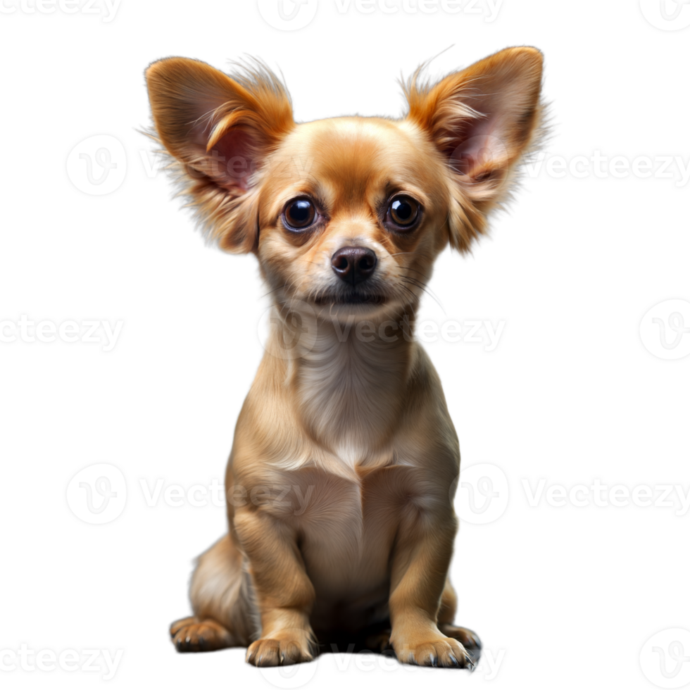 Adorable Chihuahua with large ears sitting attentively png