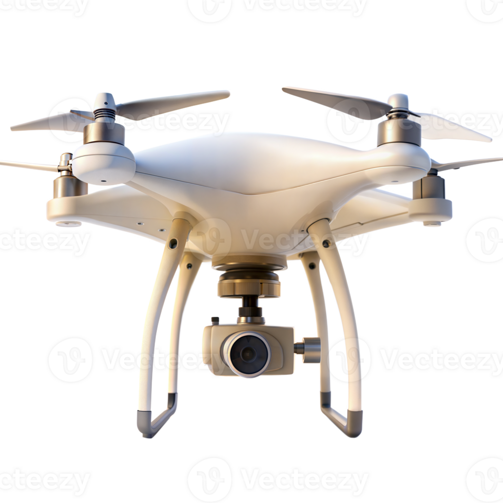 Advanced white drone with camera isolated on a clear background png