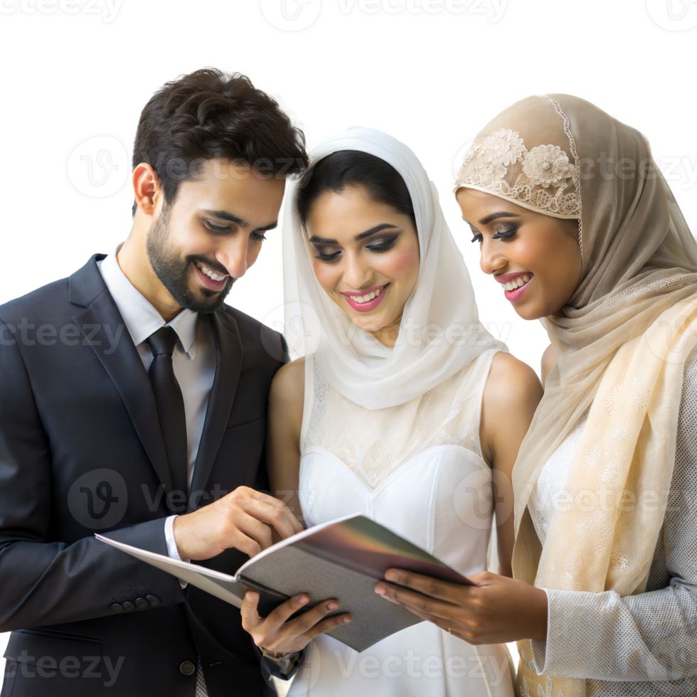 Elegant friends sharing a joyful moment with a book png