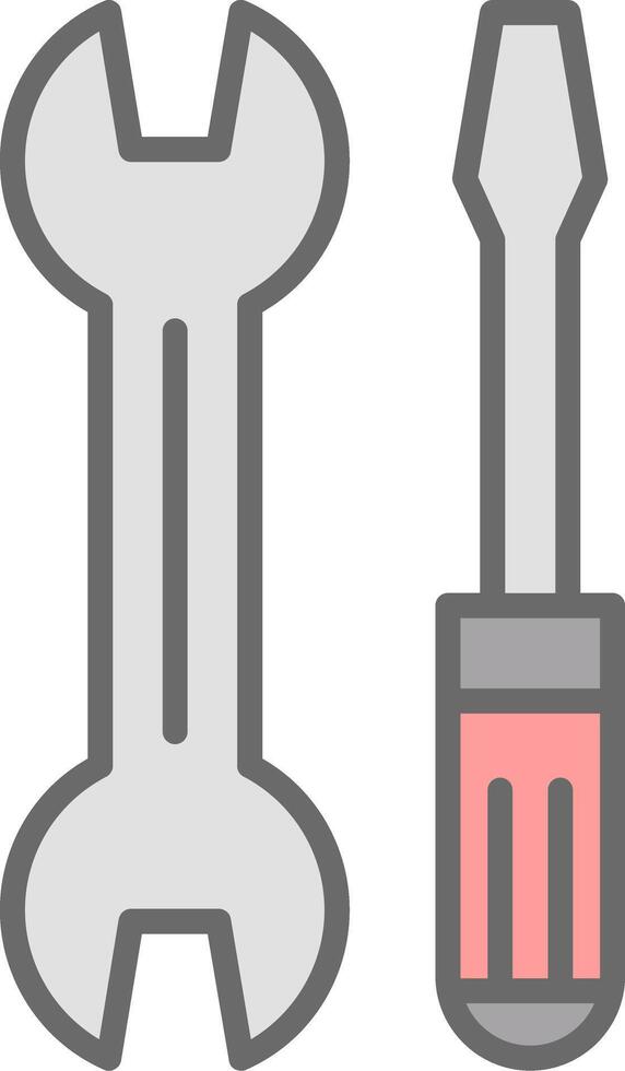 Wrench and Screw Driver Line Filled Light Icon vector