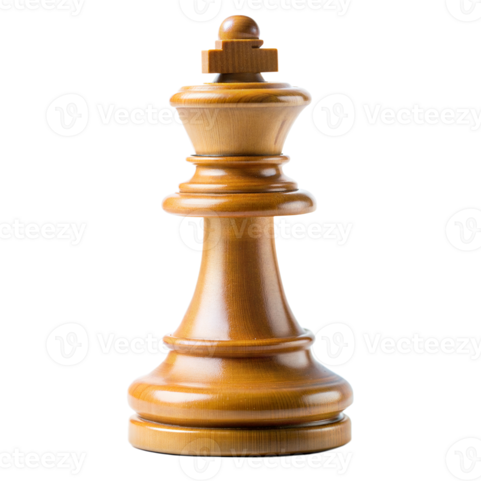 Close-up of a wooden chess king in clear detail png