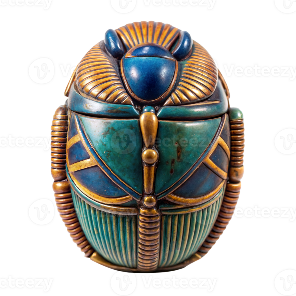 Exquisite ancient Egyptian scarab artifact with vivid colors png