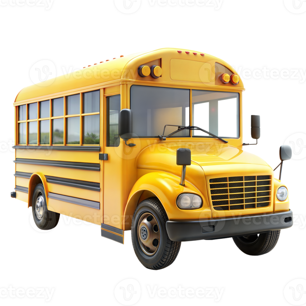 Realistic yellow school bus on a transparent background png