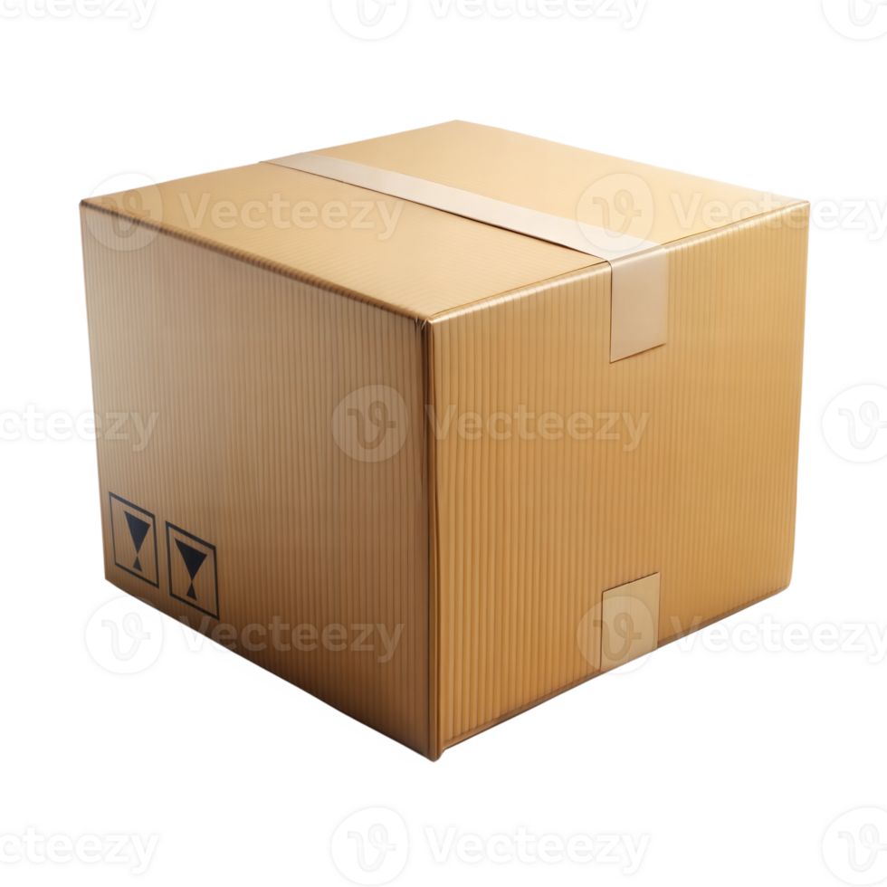 Sealed cardboard box ready for shipping on a clear background png