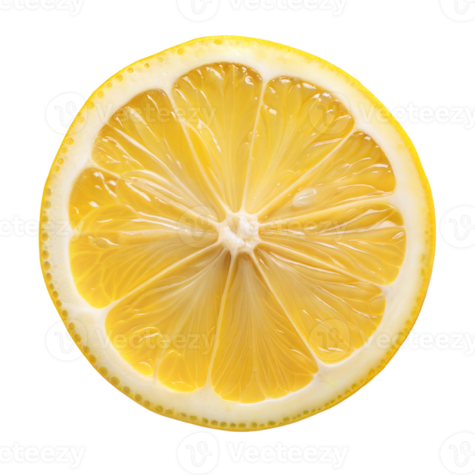 A single slice of lemon resting on a clean, transparent surface png