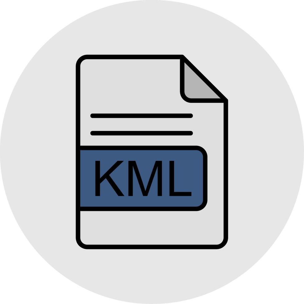 kml archivo formato línea lleno ligero icono vector