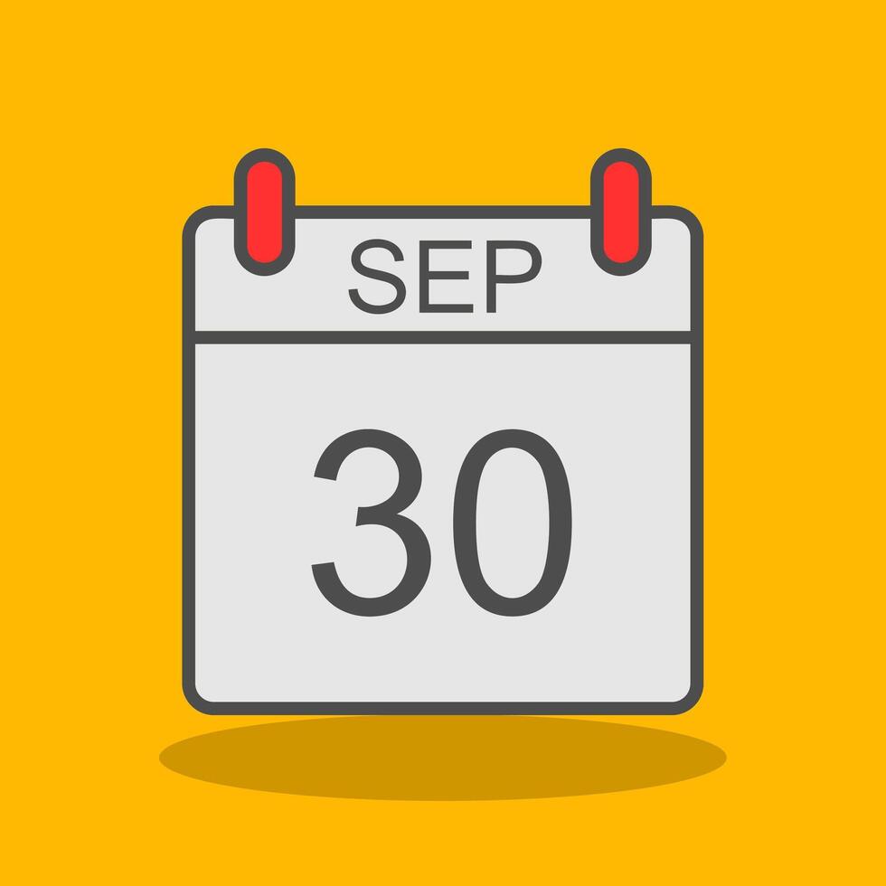 September Filled Shadow Icon vector