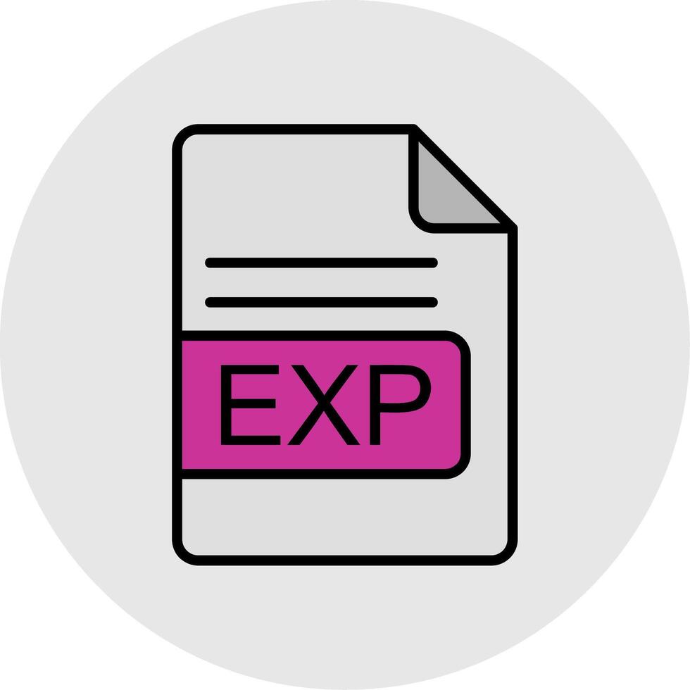 EXP File Format Line Filled Light Icon vector