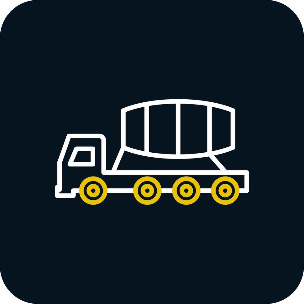 Cement Truck Line Red Circle Icon vector