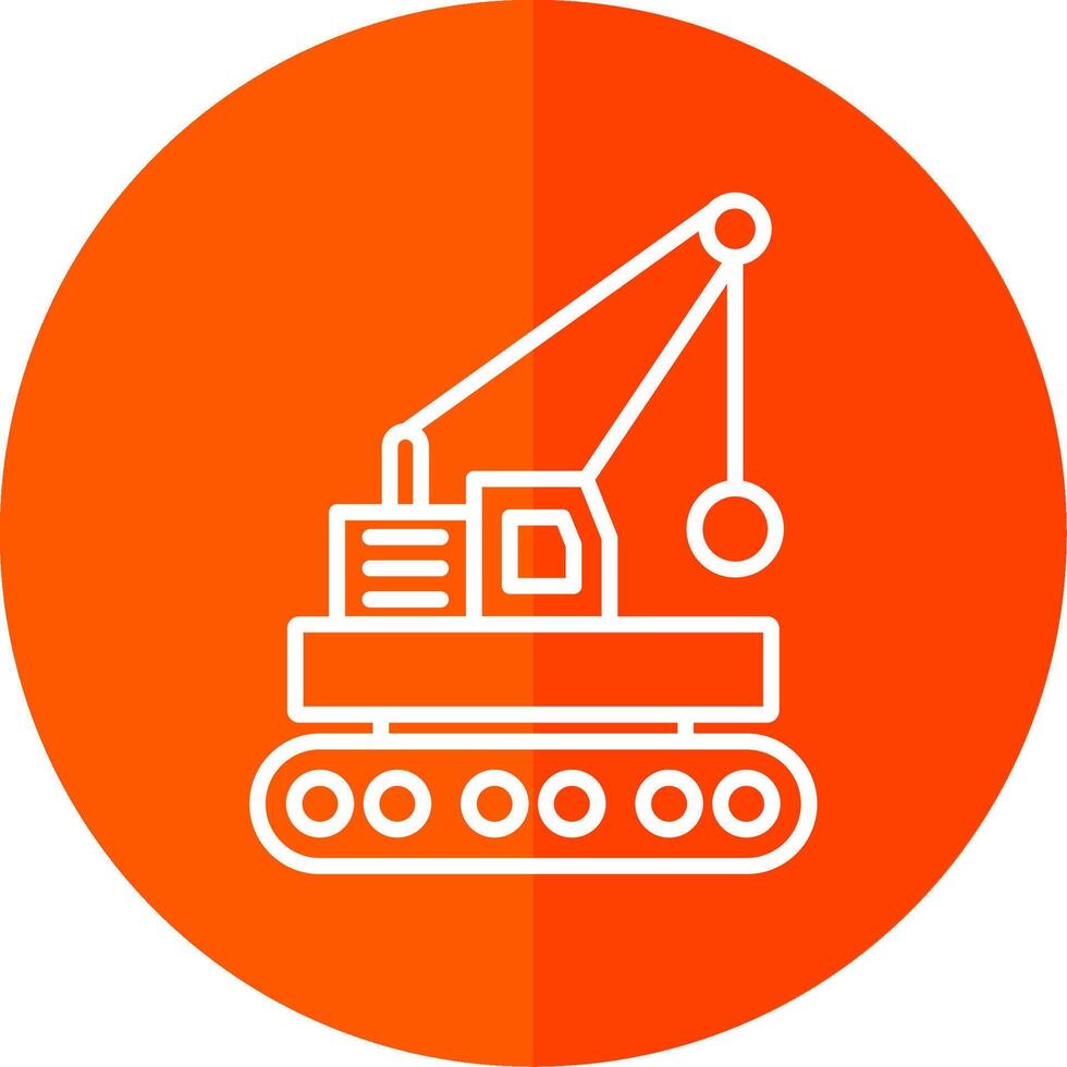 Wrecking Ball Line Red Circle Icon vector