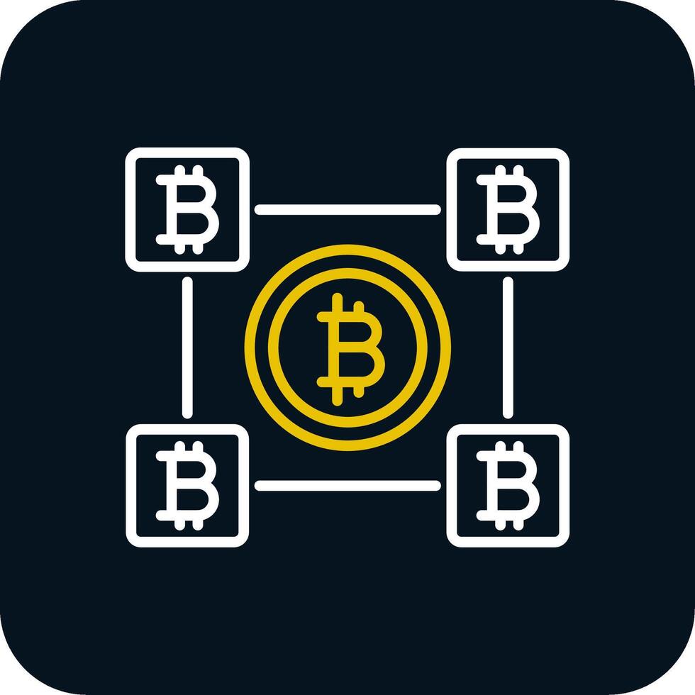 bitcoin bloques línea rojo circulo icono vector