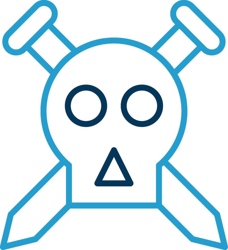 Skull Line Blue Two Color Icon vector