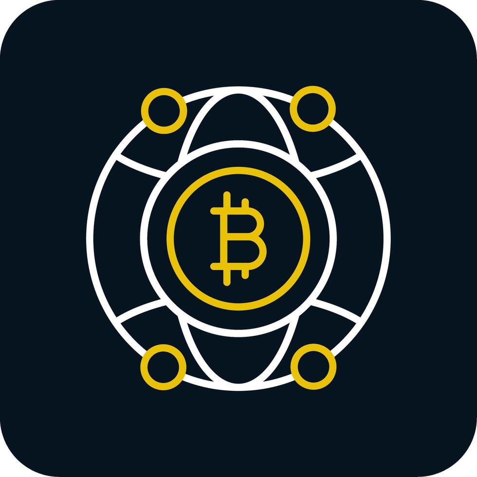 Global Bitcoin Line Red Circle Icon vector