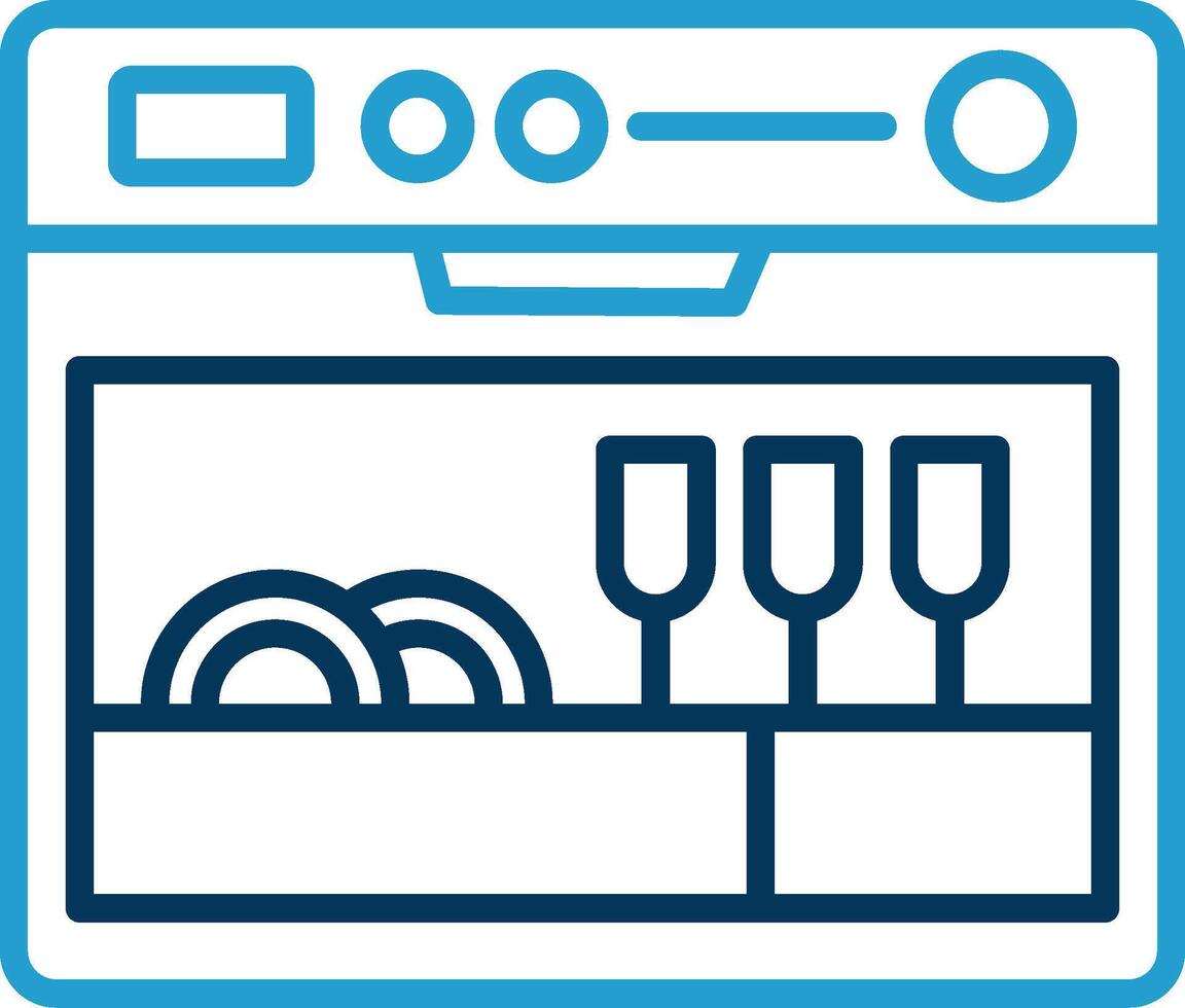 lavavajillas línea azul dos color icono vector