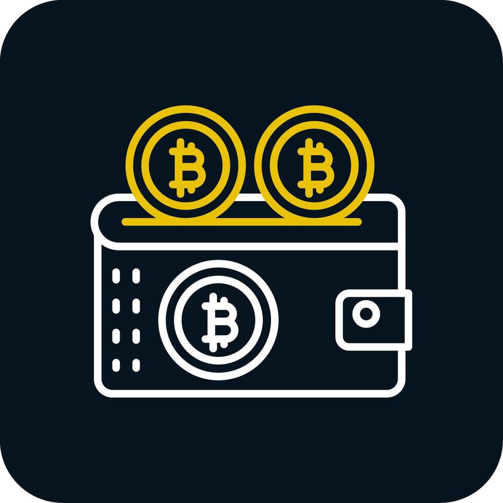 Bitcoin Wallet Line Yellow White Icon vector