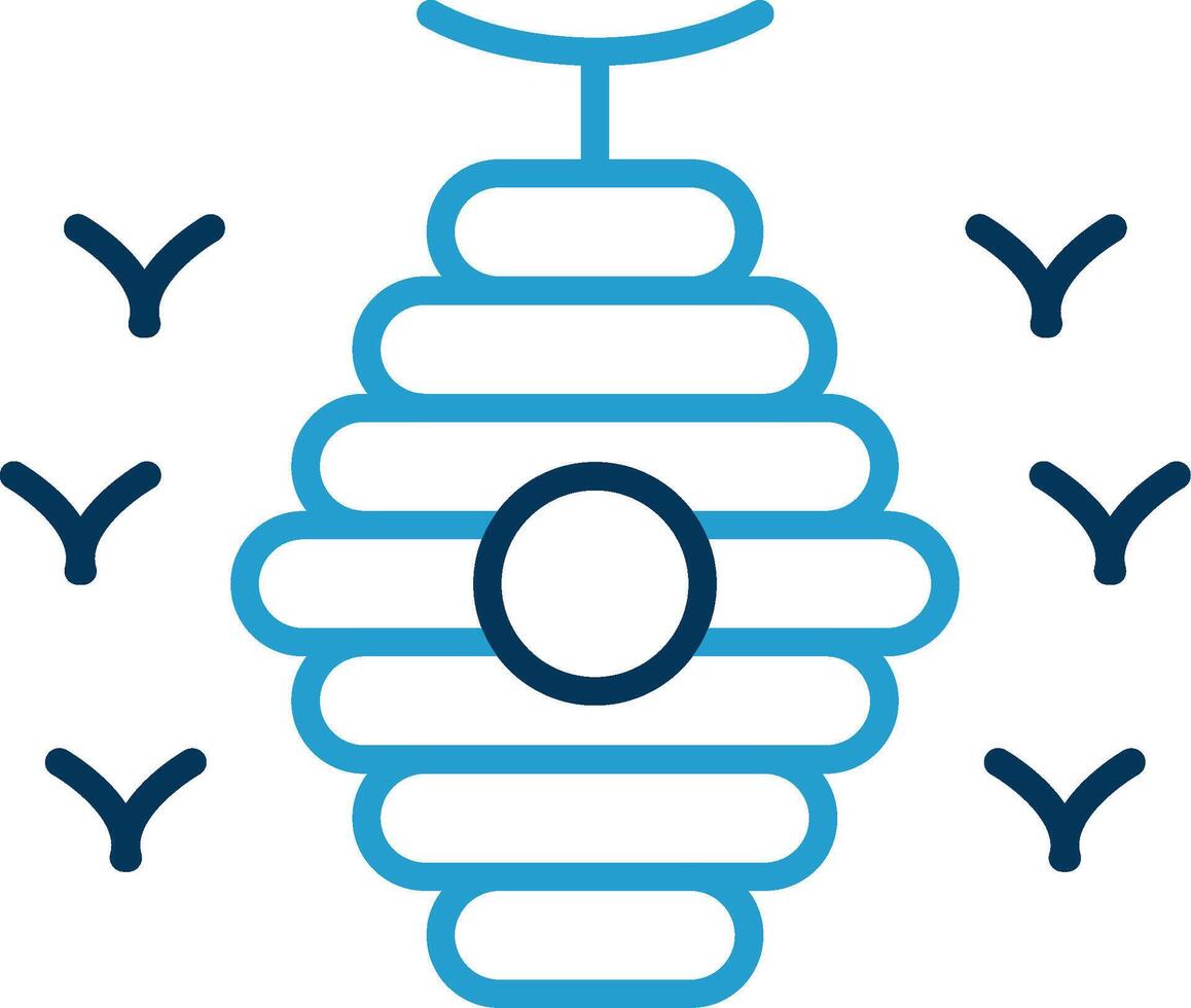 Bee Hive Line Blue Two Color Icon vector