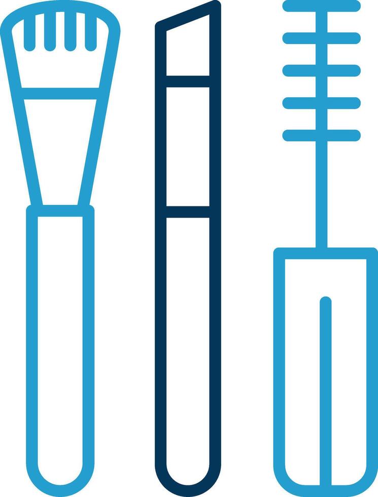 Makeup Brushes Line Blue Two Color Icon vector