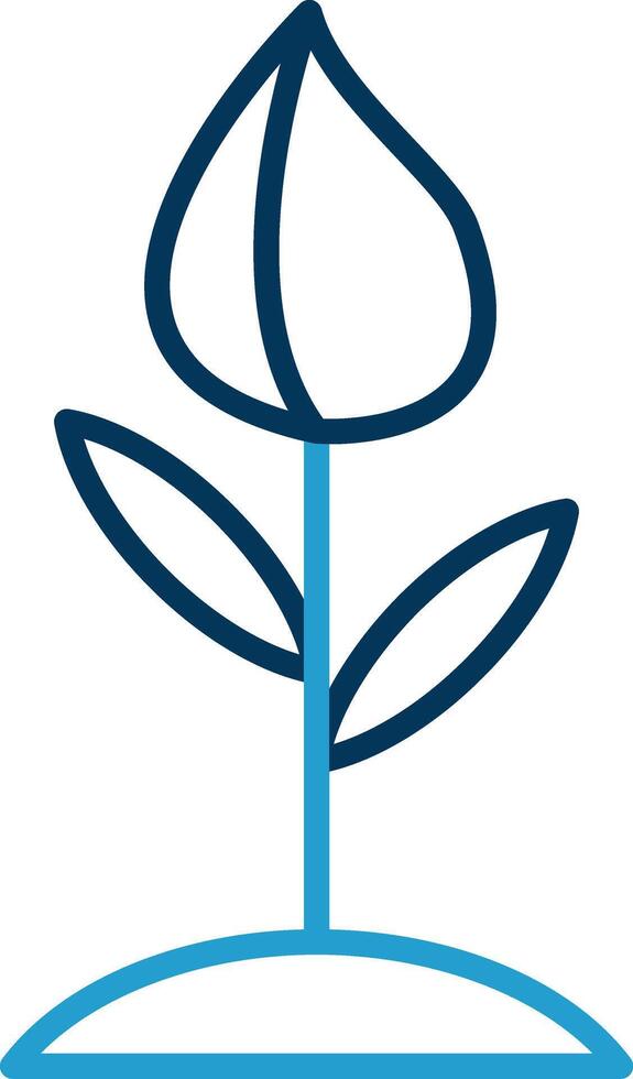 Flower Bud Line Blue Two Color Icon vector