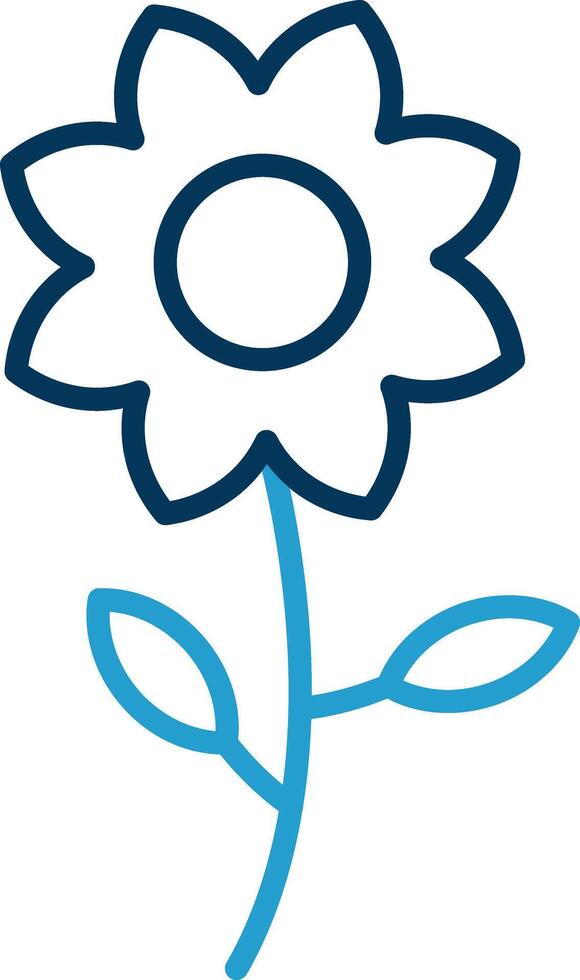 Flower Line Blue Two Color Icon vector