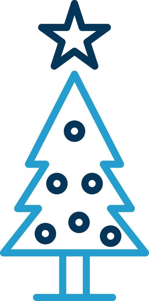 Christmas Tree Line Blue Two Color Icon vector