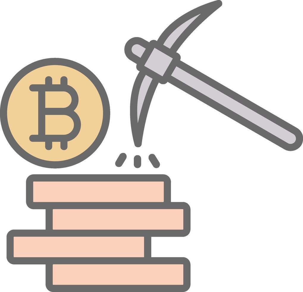 Bitcoin Mining Line Filled Light Icon vector