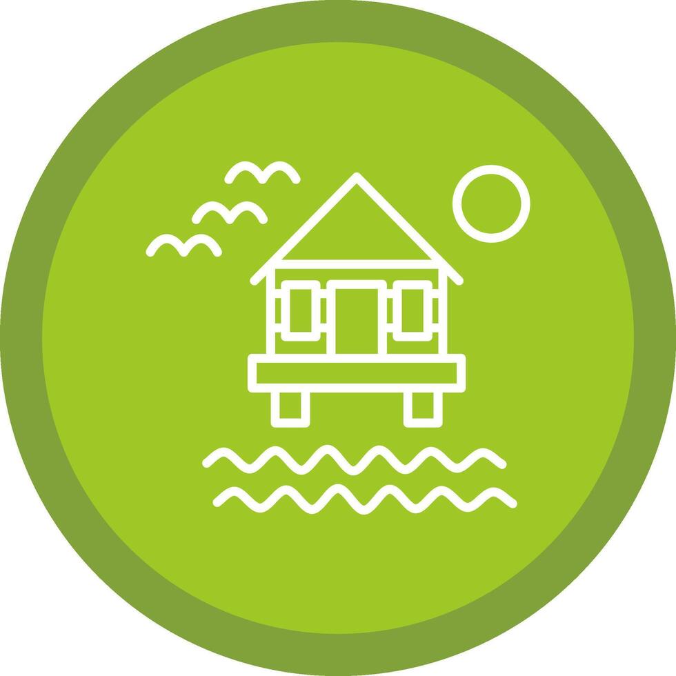 Beach Villa Line Multi Circle Icon vector