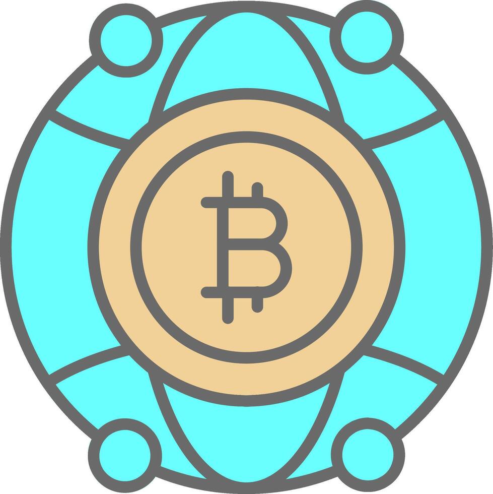 Global Bitcoin Line Filled Light Icon vector