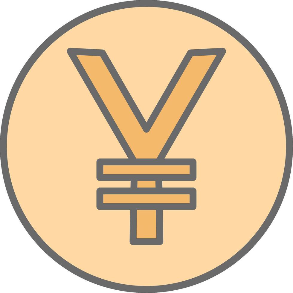 Yen Coin Line Filled Light Icon vector