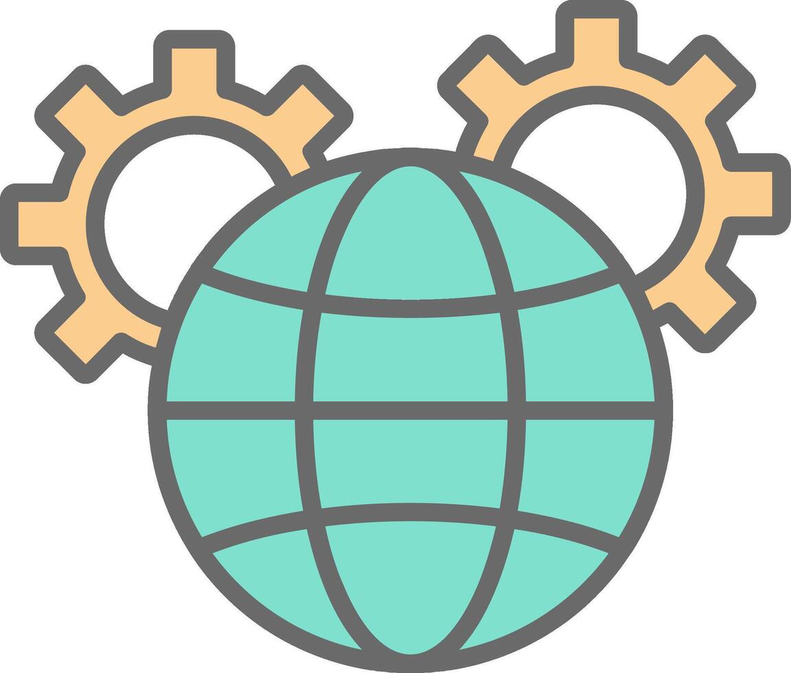 Global Management Line Filled Light Icon vector