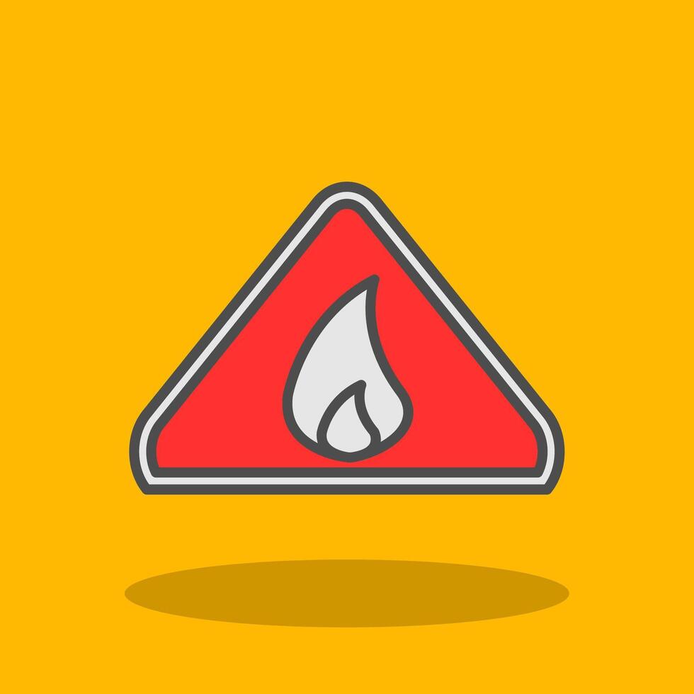Warning Sign Filled Shadow Icon vector