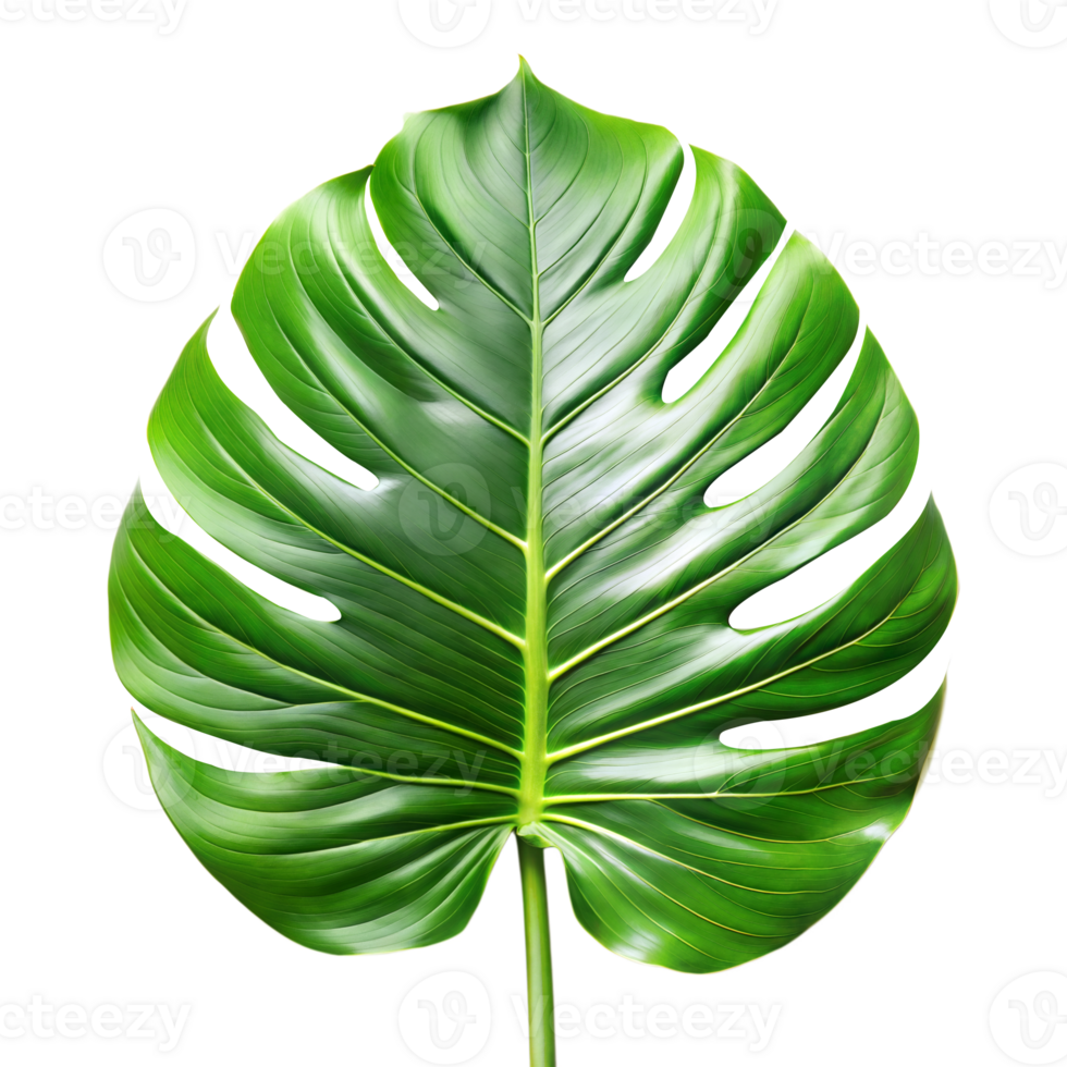 Vibrant green Monstera leaf isolated on transparent background png