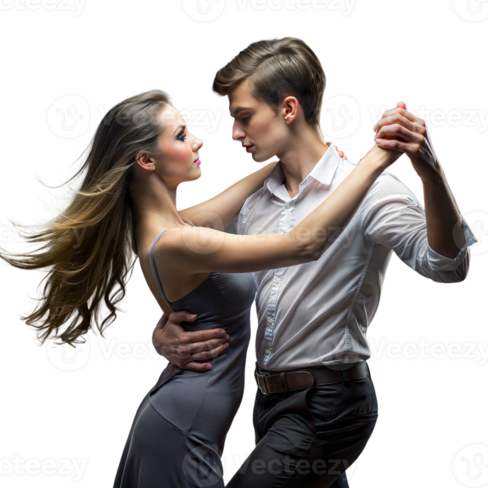 Elegant couple dancing tango on a transparent background png