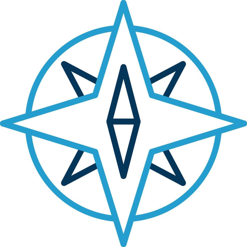 Compass Line Blue Two Color Icon vector